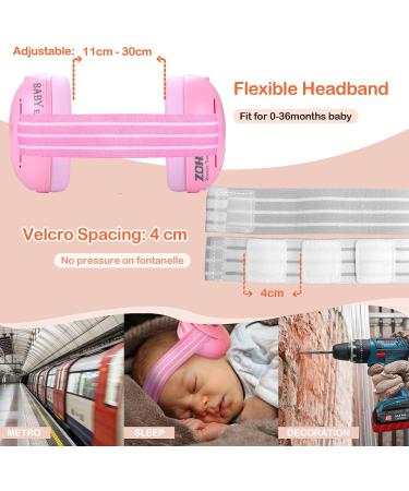 ZOHAN Baby Ear Defenders Pink - Noise Cancelling Headphones for Boys 0-36 Months - Adjustable Soft Headband - Toddler Hearing Protection - Ideal for Sleeping, Airplane, Fireworks - Newborn Baby Gift - Buy Online on SooperMarket.com