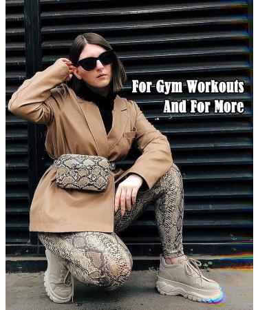 YOFIT Women High Waist Butt Lift Leggings - Brown Snake Medium | Gym Workout Yoga Pants with Tummy Control and Booty Scrunch Detail - Buy Online on SooperMarket.com