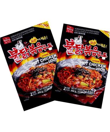 CNMART Wang Hot Chicken Udon Korean Style Stir Fried Noodle 442g (Pack of 4) - Buy Online on SooperMarket.com