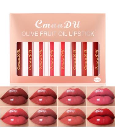 Domality 8 Colors Glossy Liquid Lipstick Set  8pcs Creamy Nourishing Plumping Lip Gloss  High Shine Mirror Lip Glaze  Long Lasting Lip Makeup Kit