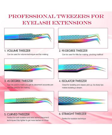 7-Piece Precision Eyelash Extension Tweezers Kit for Professional & Beginners | Lash Tech Cosmetology Tools for Volume & Individual Lash Extensions - Buy Online on SooperMarket.com