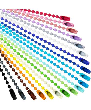 Colored Ball Bead Keychain Metal Hanging Chains Metal Chain Necklace Bulk with Connectors for Hanging Christmas Ornament Jewelry Finding for Jewelry Making Tags Craft Projects (100 Pieces)