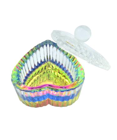 1 pc Rainbow Glass Crystal Acrylic Liquid Holder Dish Dappen Dish Glass Cup with Lid Bowl for Acrylic Powder Monomer Nail Tool HJ-NAPB019 (Heart Shape) HJ-NAPB019-Heart