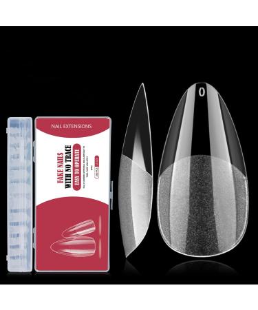 240PCS 12 Sizes Medium Almond Gel Nail Tips Set Soft Nail Art Gel Nail Extensions Pre-Buffed Artificial Nails Gel Nail Tips Kit Fit All Nails