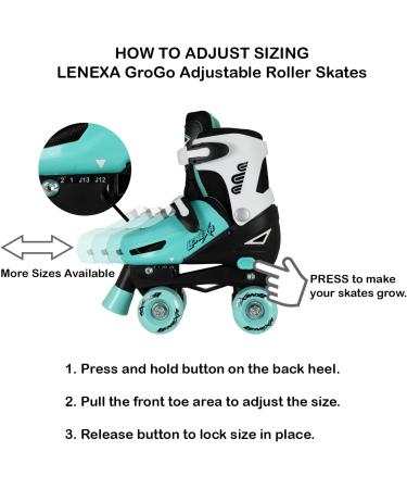 Lenexa Go GRO Adjustable Quad Roller Skate Bundle - Kids Roller Skates - Boys & Girls - Black/Orange - Size Medium (12J-2) - Buy Online on SooperMarket.com