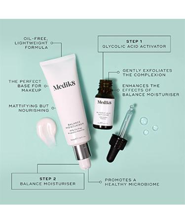 Medik8 Balance Moisturiser with Glycolic Acid Activator 97% Oil-Free Probiotic Mattifier with AHA Surface Perfector 50ml + 10ml - Buy Online on SooperMarket.com