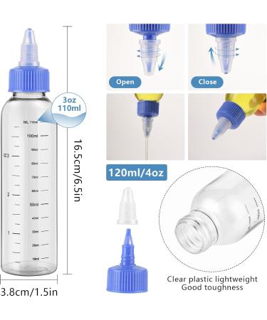 ASTER 4Pcs Oil Applicator Bottle for Hair Squeeze 4 OZ Empty Plastic Bottles Applicator with Twist Top Cap Clear Plastic Refillable Bottle PET Open/Close Nozzle - Multi Purpose(White Blue) - Buy Online on SooperMarket.com