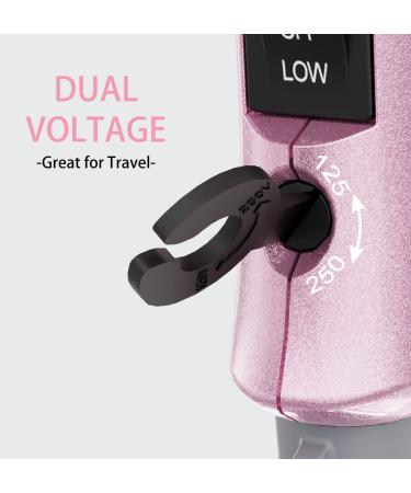 DAN Technology Travel Hair Dryer - Dual Voltage Mini Blow Dryer with Concentrator and Diffuser - European Plug Pink Blow Dryer for Women - Buy Online on SooperMarket.com