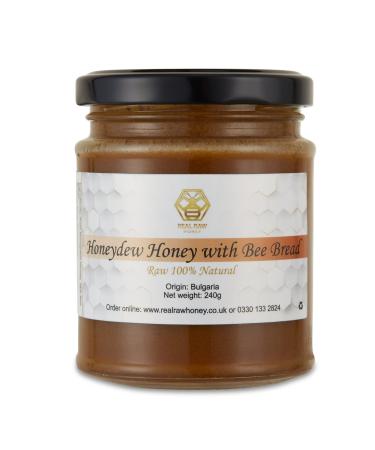 Raw Honeydew Honey with Bee Bread 240g Pure Bee Bread Honey Pure-Unpasteuriesed 100% Natural No Preservatives Honey with Bee Brread