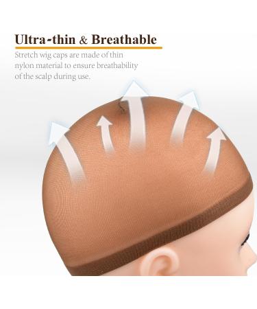 MORGLES 8 Pcs Brown Wig Caps - Nylon Stocking Cap for Women Makeup - Buy Online on SooperMarket.com