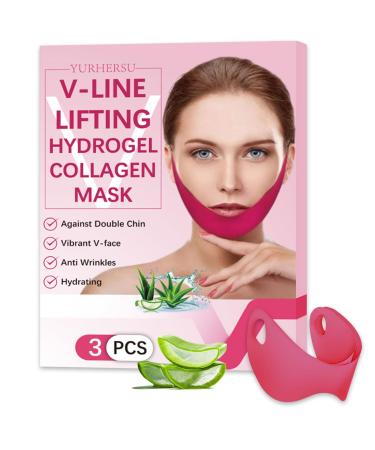 Face Mask V Lifting Face Lift Tape Double Chin Reducer Lifting Hydrogel Collagen Mask With Aloe Firming Anti-Wrinkle Mask Earhook Neck Lift Slimming Mask For Women & Men