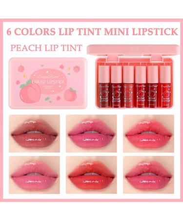 Buy 6 Colors Peach Lip Tint Mini Liquid Lipstick | Moisturizing Plumping Multi-Use Lip & Cheek Tint | Non-Sticky Transfer-Proof Matte Finish | International Shipping Available - Buy Online on SooperMarket.com