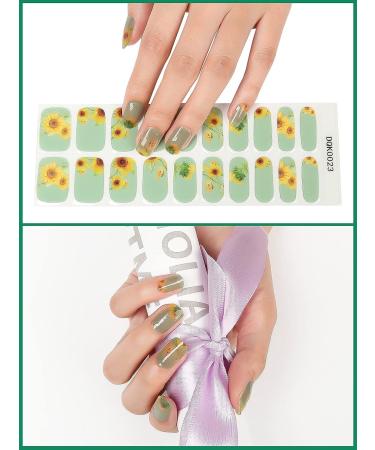 Kalolary 20PCS Sunflower Gel Nail Wrap Strips | Waterproof Adhesive Nail Art Stickers with Tools | Long-Lasting Full Nail Wraps | UV/LED Lamp Required - Buy Online on SooperMarket.com