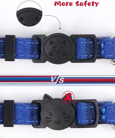 Personalized Breakaway Cat Collar with Bow Tie & Bell - Blue | Stainless Steel ID Tag Engraved | Name & Phone Number | 1 Pack - Buy Online on SooperMarket.com