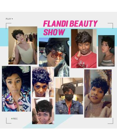 Flandi Short Pixie Curly Wigs for Black Women - Natural Black Synthetic Hair 1B# - Buy Online on SooperMarket.com