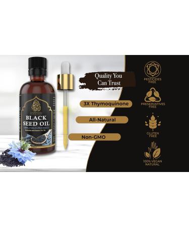 Turkish Black Seed Oil (Nigella Sativa Black Cumin) 100% Organic Cold Pressed 3X Thymoquinone- Glass Bottle (100ml) - Buy Online on SooperMarket.com