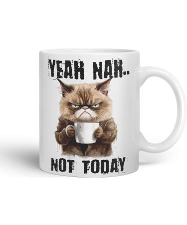 Vixar Yeah Nah.. Not Today Cat Gift Sarcastic Joke Ceramic Coloured Mug Cup for Tea Coffee Hot Brew 330ml 11Oz (White) - Buy Online on SooperMarket.com