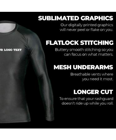 Custom Front & Back Print BJJ Foundation Rash Guard - Black, XL No Gi Jiu Jitsu Rashguard - Buy Online on SooperMarket.com