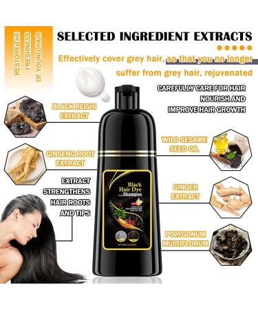 Black Hair Dye Shampoo - 3 in 1 Natural Hair Color & Grey Coverage | Long Lasting Instant Dye for Men & Women - Buy Online on SooperMarket.com