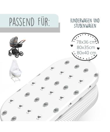 Mimadu Bassby Oval Bed Sheet 80x40 - 100% Oekotex Cotton for Strollers | Sheep Stripes Design | Fits 78x36 & 80x35 Sizes - Buy Online on SooperMarket.com