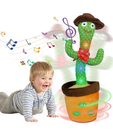 Dancing Cactus Singing Cactus Voice Recorder Baby Toys Talking Cactus Adjusting the Volume with 120 Songs Funny Children Education Toys Gifts and Home Decoration Style B (Dance+sing+light+record+volume Control)