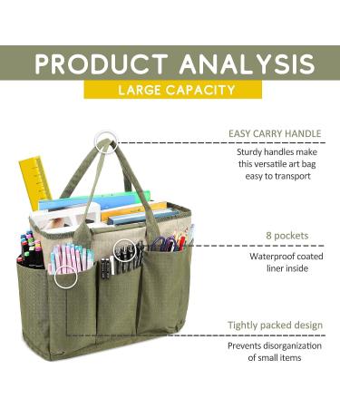 Art Supply Storage Organizer  Craft Organizers and Storage Tote Bag with Pockets Art Caddy Oxford Fabric Craft Storage Containers for Teacher  Students  Artist  Traveler Green Light Green - Buy Online on SooperMarket.com