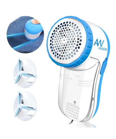 Fabric Shaver Lint Remover AW union USB Powered Lint Shaver Efficiently Remove Lints from Fabrics Clothes Upholstery - 70" Cord - 2 Replacement Blade - Blue