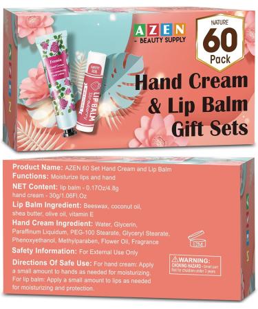 AZEN 60 Sets Hand Cream Bulk and Lip Balm Bulk Set Bridal Shower Gifts for Guests with Organza Bag Thank You Card Thank You Gifts for Coworkers Women Men Bridal Wedding Favors for Guests - Buy Online on SooperMarket.com