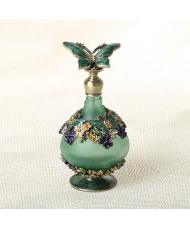 Yu Feng Vintage Crystal Perfume Bottles | Refillable Glass Butterfly & Flower D cor | Ideal for Essential Oils Green - Buy Online on SooperMarket.com