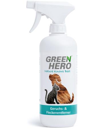 Green Hero odor removers and stain remover 500 ml the spray against smells and stains in pets biological and neutralizing enzyme cleaners for urine feces vomit in pets 500 ml (1 Pack)
