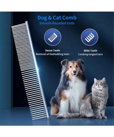 ChezMax Dog Deshedding Brush | Undercoat Rake & Dematting Comb for Dogs | Double Sided Shedding & Grooming Tool | Blue - Buy Online on SooperMarket.com