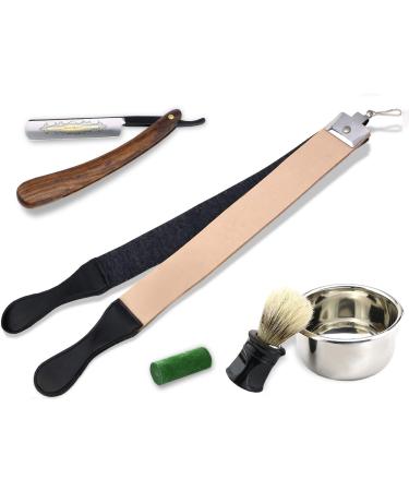 Shaving set with razor gold etching and accessories