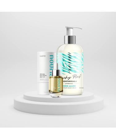 Coochy Plus Intimate Shave Cream Coco Allure + Pre-Shave Elixir Moisturizer Oil Kit  HydroLock & MOISTURIZING PLUS Continuous Hydration Reliefs Razor Burn Bump Ingrown Hair