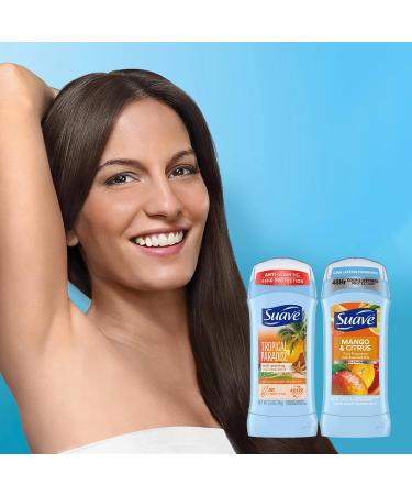Suave Deodorant Antiperspirant for Women Variety Pack Tropical Paradise + Mango & Citrus Invisible Solid 48H Protection Anti-Staining 2.6 Oz Ea (2 Piece Set) - Buy Online on SooperMarket.com