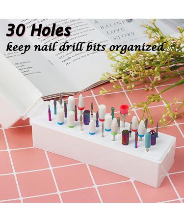Fiezkaa Nail Drill Bits Holder Stand - 30 Holes Dustproof Case for Acrylic Nail Drill Bits - Salon Organizer and Storage Box - Buy Online on SooperMarket.com