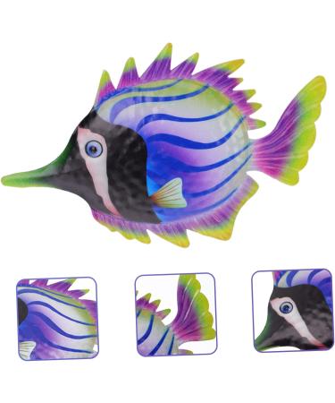 ABOOFAN 1pc Decorative Fish Wall Hanging Ornament Metal Fish Wall Art Wall Hanging Decoration The Fence Iron Purple 26x16.3cm - Buy Online on SooperMarket.com