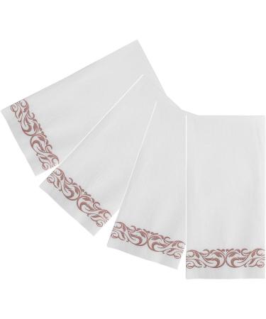 100 Pack Rose Gold Disposable Guest Towels - Soft and Absorbent Linen-Feel Hand Towels for Kitchen, Parties, Weddings - Single-Use Napkins for Events - Buy Online on SooperMarket.com