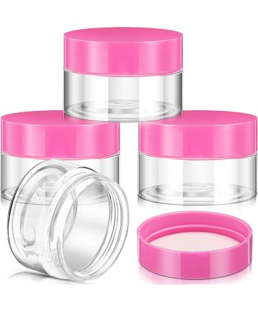 Patelai 4 Pieces Round Clear Wide-mouth Leak Proof Plastic Container Jars with Lids for Travel Storage Makeup Beauty Products Face Creams Oils Salves Ointments DIY Making or Others (Pink 1 Ounce)