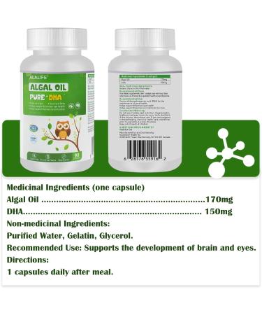 ALALIFE Pure DHA Algal Oil Supplement 170mg for Brain Bone & Heart Health & Joint Support - Non-GMO - Buy Online on SooperMarket.com