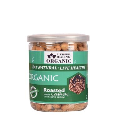 Blessfull Healing Organic Natural Vegan Onion Garlic Roasted Whole Cashew Nuts Crunchy Kaju 300 Gram