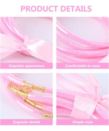 STOBOK 1pc Ribbon Glitter Bracelet Bangles Glitter Jelly Bangle Silicone Glitter Filled Jelly Bracelet Bowknot Jelly Bangle Bracelets Purple Women's Plastic Accessories Bagging Machine Pink 7.5x7.5cm - Buy Online on SooperMarket.com