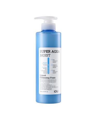 WELCOS IOU Super Aqua Moist Liquid Cleansing Foam | Long-Lasting Hydrating Soothing & Nourishing w/Hyaluronic Acid | Hydrating Bomb | Korean Skin Care | 500ml / 16.9 Fl. oz