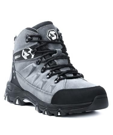 Foxelli Mens Hiking Boots  Waterproof Suede Leather Hiking Boots for Men, Breathable, Comfortable & Lightweight Hiking Shoes 9.5 Grey