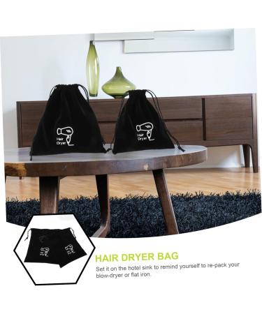 Baluue 6 Pcs Storage Bag Toiletry Organizer Drawstring Closure Cover Mini Hairdryer Bag Black Velvet - Buy Online on SooperMarket.com