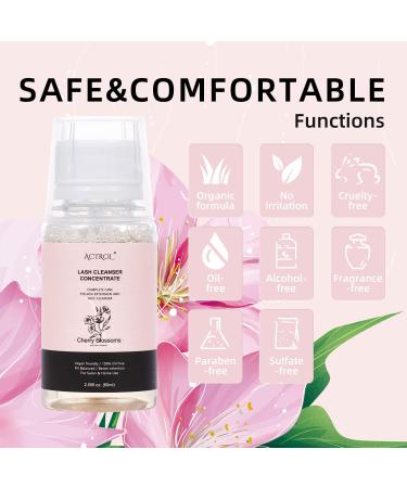 Eyelash Cleanser Concentrate Cherry Blossom 60ml Professional Lash Extensions Shampoo Natural Foaming Cleanser DIY Paraben & Sulfate Free Non-lrritating Wash for Extensions Lashes with Salon Home Care-Makes 60ml Bottles Eyelash Shampoo - Buy Online on SooperMarket.com