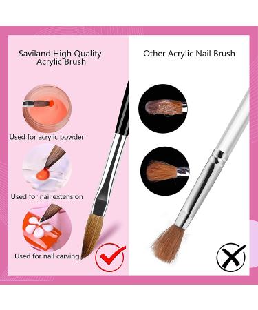 Saviland 5pcs Acrylic Nail Brush Set | Professional Size 4/6/8/10/12 Brushes for Acrylic Powder Application, Nail Extension, and Carving | Wood Handle Nail Art Tools - Buy Online on SooperMarket.com
