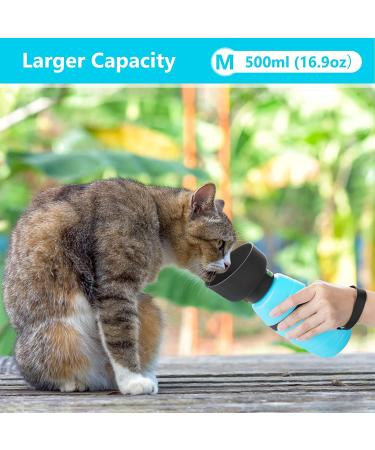 Pecute Dog Water Bottle (17oz/22oz) 2-in-1 Portable with Foldable Bowl | Leak-Proof Dispenser for Outdoor Walking, Hiking | Food-Grade Silicon, Blue - Buy Online on SooperMarket.com