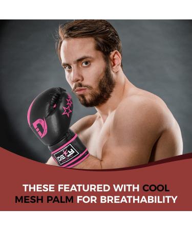 DEFY Marvelous Boxing Gloves - Unisex Leather Training Gloves for Muay Thai, Kickboxing, and MMA - Black/Pink 16oz - Buy Online on SooperMarket.com