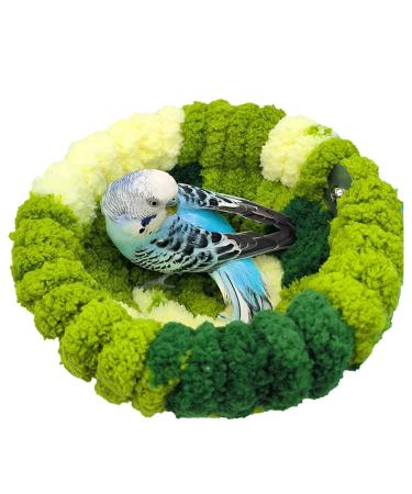 Woven Bird Nest Bed Fluffy Birds Sleeping Hut Circular Lovebird Cage Bed Soft Parrot Nest Hanging Cage Cockatiel Small Snuggle Tent Winter Warm Plush Parrot Hummock for Budgie Conure Breeding Small dark forest green Small dark forest green