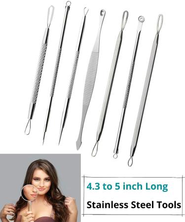 SAVBIN 7-Piece Blackhead Extraction Kit for Nose & Face - Professional Comedone & Pimple Remover Tool Set - Buy Online on SooperMarket.com